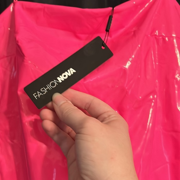Fashion Nova Brand New Plastic Pink Mini Dress - Picture 2 of 8